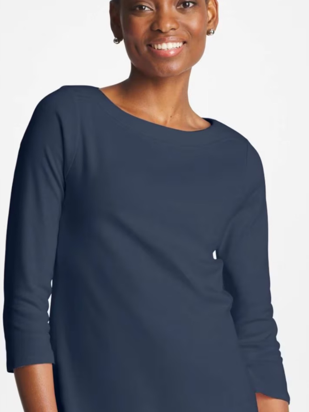 New w/o tags Chico's Navy Boatneck 3/4 Sleeve Top